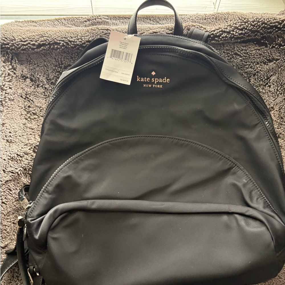 kate spade Black Nylon Backpack with Gold Logo